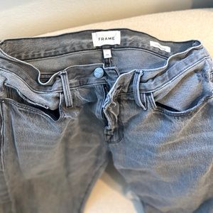 FRAME | Le Garçon High Waist Ripped Cuff Step Hem Nonstretch Jeans